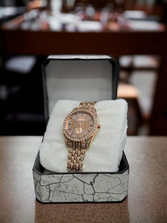 Diamond stone women's chain watch